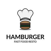 hamburger con chef cappello su superiore Perfetto per un' professionale veloce cibo ristorante logo vettore