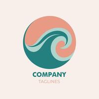 un' logo di onde di serenità nel smorzato alzavola e morbido corallo tonalità vettore