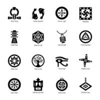 fascio di spirituale simboli solido icone vettore