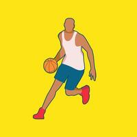 pallacanestro giocatore piatto illustrazione vettore