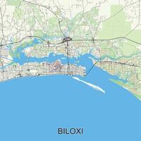 Biloxi, Mississippi, unito stati carta geografica manifesto arte vettore