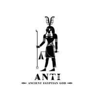 silhouette di il iconico antico egiziano Dio anti, mezzo orientale Dio logo per moderno uso vettore