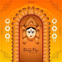 culturale Durga puja e contento Navratri Festival celebrazione saluto carta design vettore