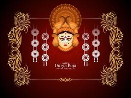 religioso Durga puja e contento Navratri indiano Festival celebrazione sfondo design vettore