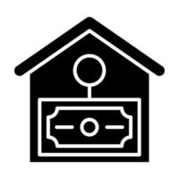 icona del glifo con i soldi della casa vettore