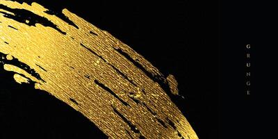 oro spazzola ictus con struttura effetto su nero sfondo. astratto arte bandiera nel grunge concetto vettore