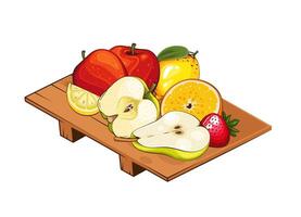 piatto con frutta. piatto di frutta illustrazione. biologico design concetto. mano disegnato frutta collezione. frutta piatto isolato. azienda agricola prodotti. vettore