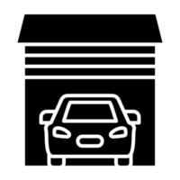 icona del glifo con garage per auto vettore