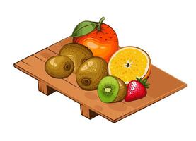 piatto con frutta. piatto di frutta illustrazione. biologico design concetto. mano disegnato frutta collezione. frutta piatto isolato. azienda agricola prodotti. vettore