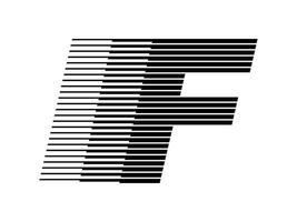 f alfabeto logo linea velocità astratto ottico illusione banda mezzitoni simbolo icona illustrazione vettore