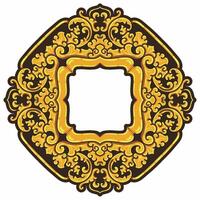 isolato frontiere o montatura ornamento. ornamentale elementi per il tuo disegni. nero e oro colori. floreale intaglio decorazione per cartoline o inviti per sociale media. vettore