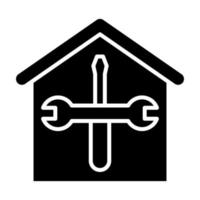 icona del glifo con ristrutturazione casa vettore
