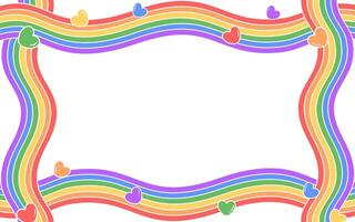 arcobaleno orgoglio mese confine sfondo con cuori per orgoglio mese concetto, minimo, piatto icona stile vettore
