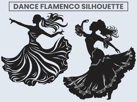 danza flamenco silhouette. Principessa danza flamenco. vettore