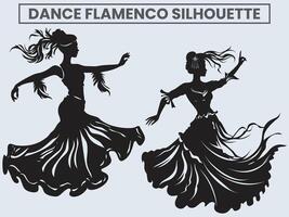 danza flamenco silhouette. Principessa danza flamenco. vettore