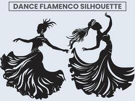 danza flamenco silhouette. Principessa danza flamenco. vettore