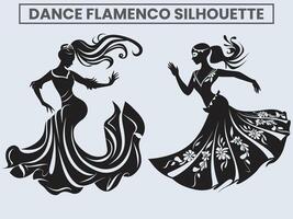 danza flamenco silhouette. Principessa danza flamenco. vettore