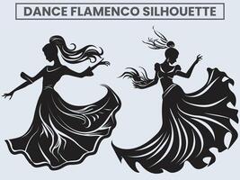 danza flamenco silhouette. Principessa danza flamenco. vettore