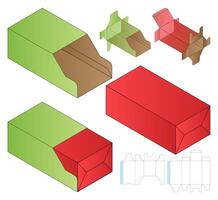 disegno del modello fustellato di imballaggio della scatola. Modello 3d vettore