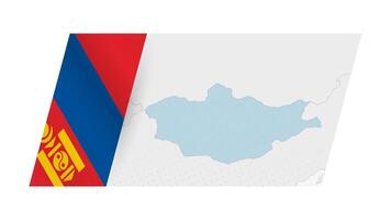 Mongolia carta geografica nel moderno stile con bandiera di Mongolia su sinistra lato. vettore