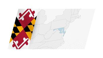 Maryland carta geografica nel moderno stile con bandiera di Maryland su sinistra lato. vettore