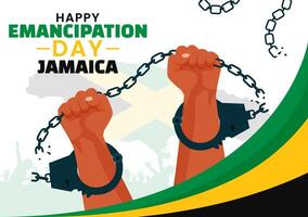 illustrazione di Giamaica emancipazione giorno su agosto 1 ° con un' agitando bandiera e patriottico tema nel un' nazionale vacanza piatto cartone animato sfondo vettore