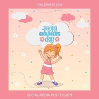 un' sociale media inviare design per contento figli di giorno 2024 vettore