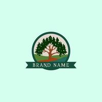 cerchio pino albero logo design vettore