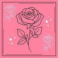 elegante rosa fiore simboleggiante amore linea arte schema minimo design morbido petali illustrazione vettore