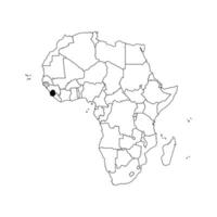 isolato illustrazione con africano continente con frontiere di tutti stati. nero schema politico carta geografica di repubblica di sierra leone. bianca sfondo. vettore