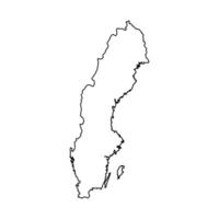 isolato semplificato illustrazione icona con nero linea silhouette di Svezia carta geografica. bianca sfondo vettore