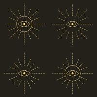 set di occhi magici con illustrazione vettoriale di linee dorate