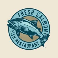 salmone pesce frutti di mare ristorante logo vettore