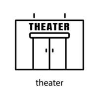 icona della linea di costruzione del teatro. tratto modificabile. modello di disegno vettoriale