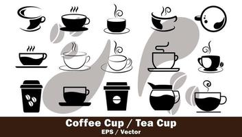 set di icone della tazza di caffè. modello di disegno vettoriale