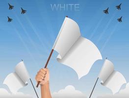 bandiere bianche che sventolano sotto il cielo azzurro vettore