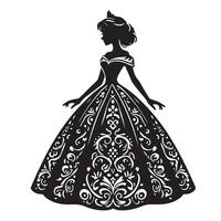 silhouette di un' Principessa con elegante disegni vettore