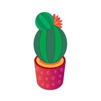 cactus con fiore in vaso. illustrazione per la stampa, sfondi, copertine, imballaggi, biglietti di auguri, poster, adesivi, tessuti, design stagionale. isolato su sfondo bianco. vettore