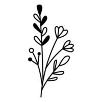 semplice nero e bianca floreale linea disegno illustrazione vettore