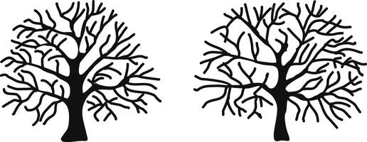 nero sagome di alberi su un' bianca sfondo illustrazione vettore