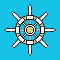 nautico nave timone icona design su blu sfondo vettore