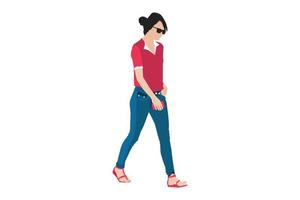 illustrazione vettoriale di donne casuali che camminano sul marciapiede