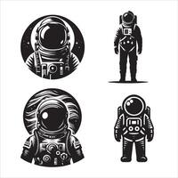 astronauta silhouette icona grafico logo design vettore