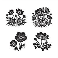 anemone fiore silhouette icona grafico logo design vettore