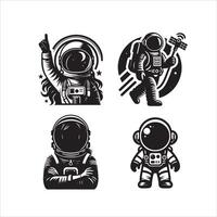 astronauta silhouette icona grafico logo design vettore