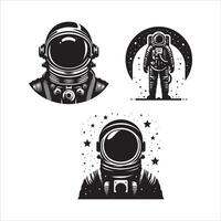 astronauta silhouette icona grafico logo design vettore