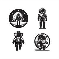 astronauta silhouette icona grafico logo design vettore