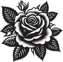 rosa fiore colorazione pagine, nero colore silhouette vettore