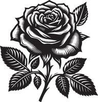 rosa fiore colorazione pagine, nero colore silhouette vettore