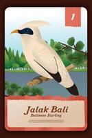 costume gioco carta con indonesiano endemico animali storno illustrazione vettore